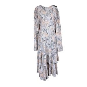 Romantic Cottagecore Prairie Pink Gray Floral Tiered Dress Long Sleeve  3X NWT